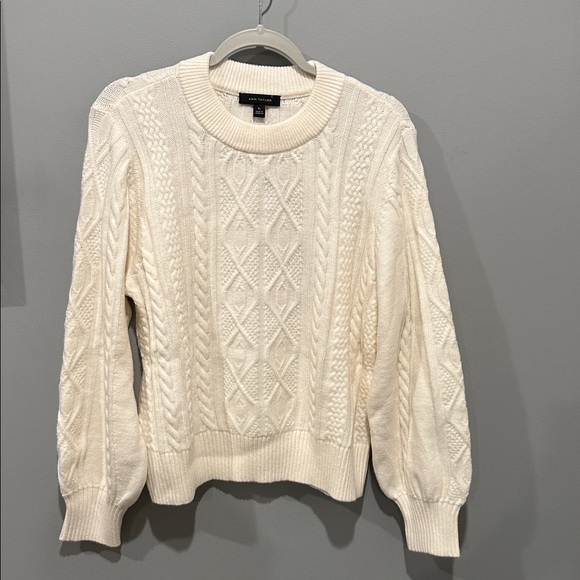 Ann Taylor Cream Cable Knit Sweater - Picture 2 of 8